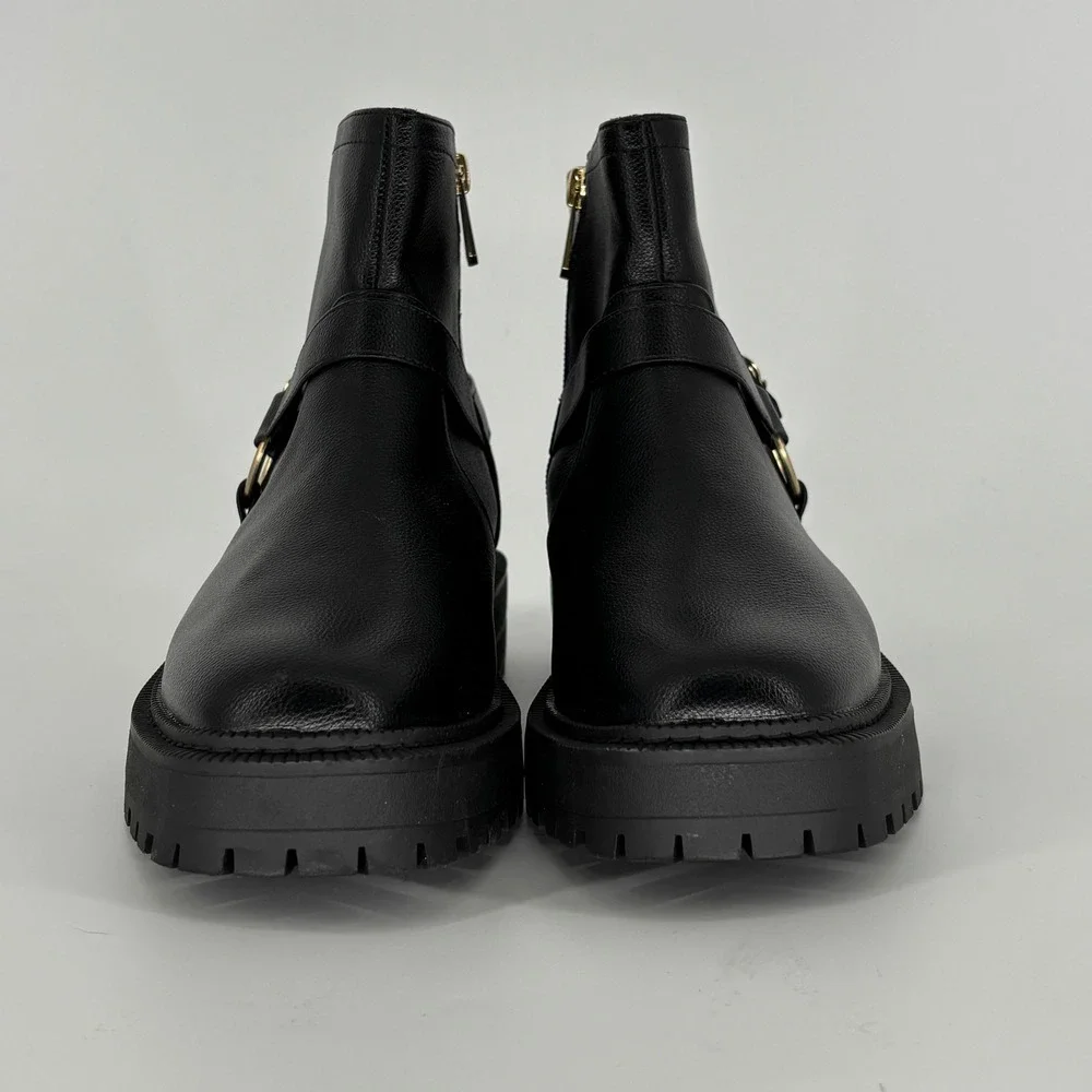 Sam Edelman Lucianna Marie Bootie Black Kids Size 5 Lug Sole Gold Buckle Zipper